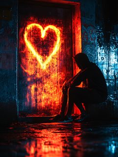 Heart Graffiti and Solitary Figure