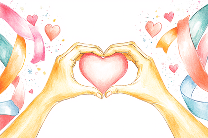 Heart Hands with Ribbons