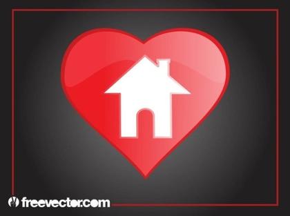 Heart Home Icon Free Vector