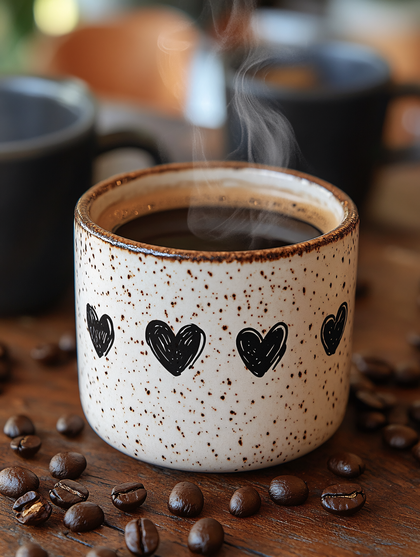 Heart Mug Steaming Coffee