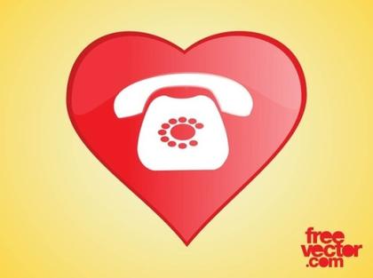 Heart Phone Icon Free Vector