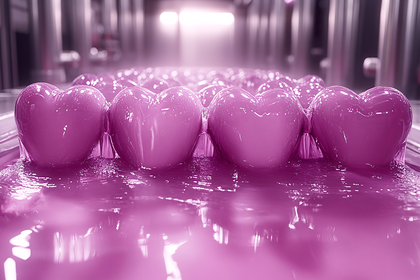 Heart-Shaped Candy in Pink Liquid
