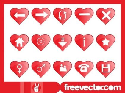 Heart Shaped Icons Free Vector