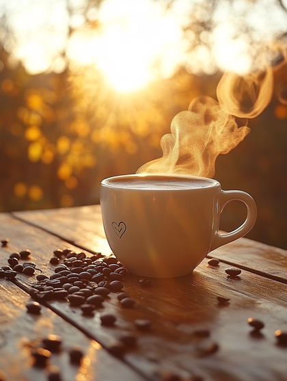 Heartfelt Coffee Cup at Sunrise