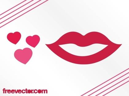 Hearts and Lips Free Vector