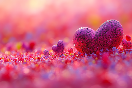 Hearts in a Glittery Landscape