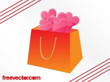 Hearts in Bag Free Vector