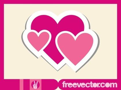 Hearts Sticker Free Vector