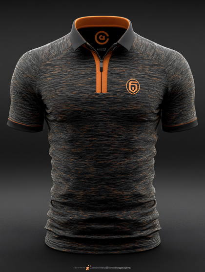 Heathered Zippered Polo Shirt Mockup