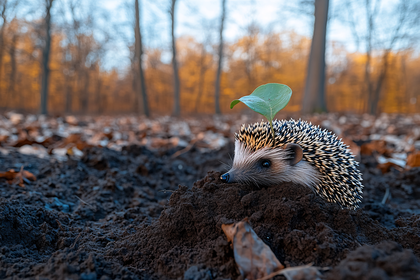 Hedgehog With Leaf On Back