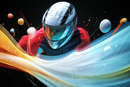 Helmeted Racer with Speed Trails