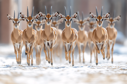 Herd of Gazelles Running