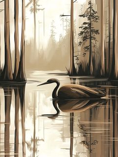 Heron In Misty Swamp