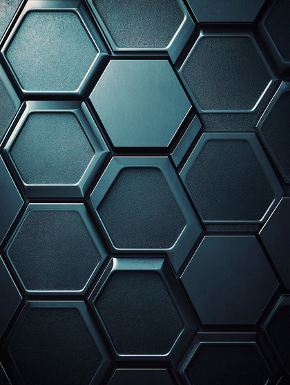 Abstract Hexagon Texture with Glowing Red Lines