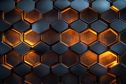 Hexagonal Texture With Orange Glow