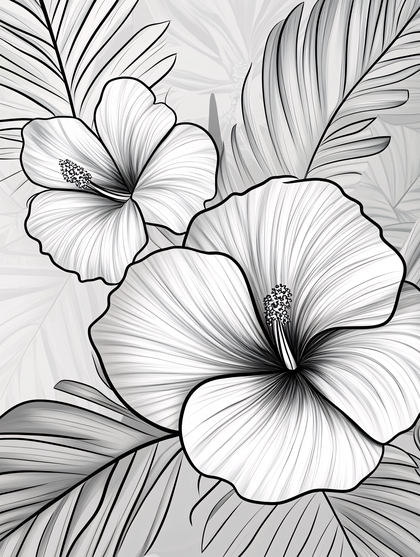 Hibiscus and Leaf Illustration