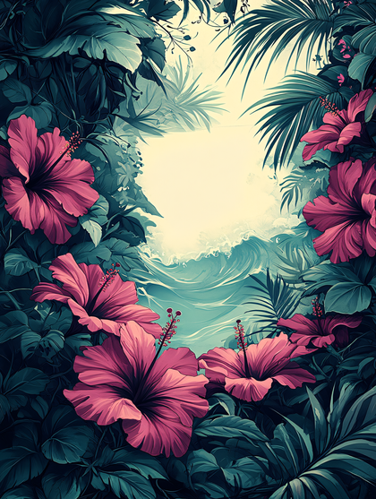 Hibiscus Flowers and Tropical Plants
