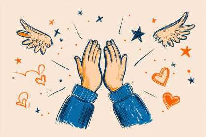 High Five With Wings and Hearts