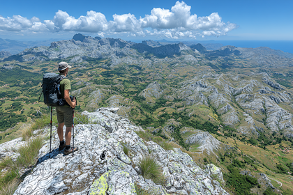 Hiker Admiring Mountain Vista