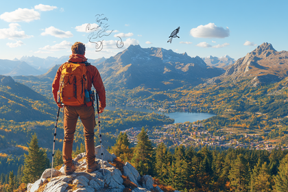 Hiker Admiring Mountain Vista