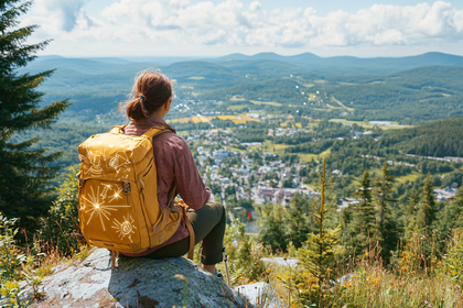 Hiker Enjoying the Mountain View
