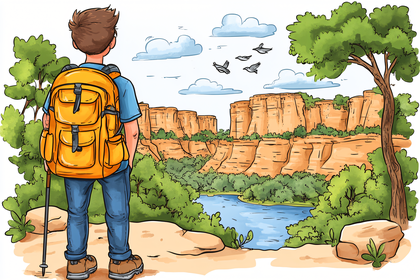Hiker Overlooking Canyon View