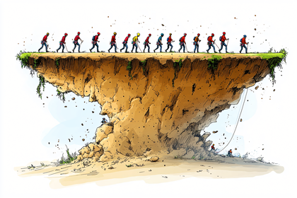Hikers On a Cliff Edge