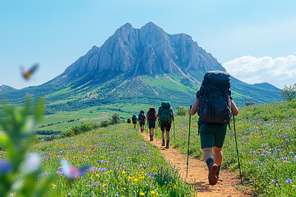 Hikers On A Mountain Trail