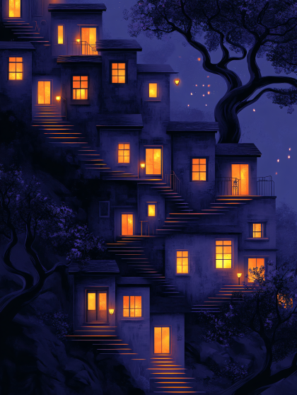 Hillside Homes at Night
