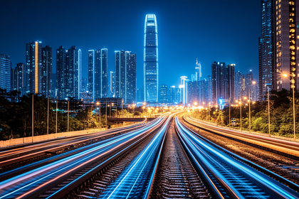 Hong Kong Nightscape with Light Trails
