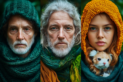 Hooded Trio Portraits