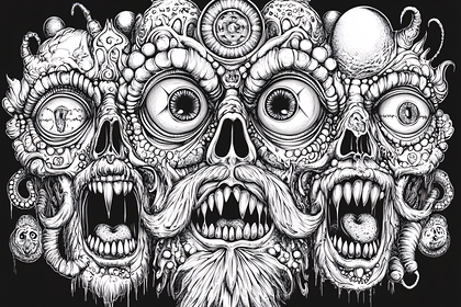 Horrific Monster Skull Trio