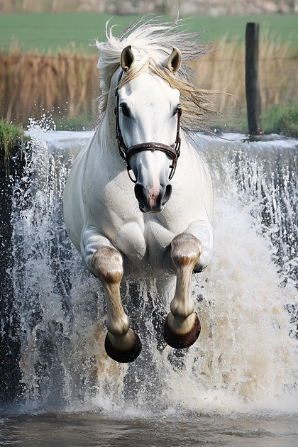 Horse Leaping Through Water