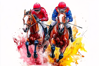 Horse Race Competition Watercolor