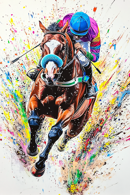 Horse Racing in Splatter Style