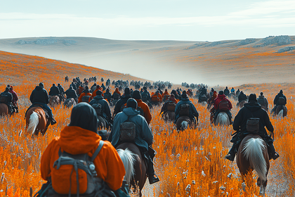 Horseback Riders in Open Field