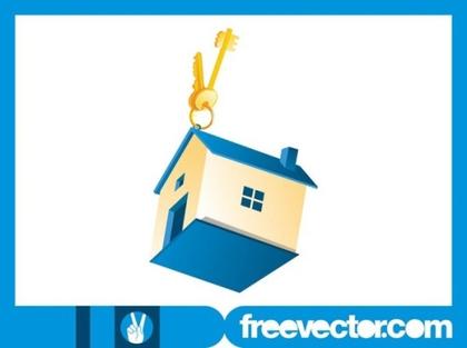 House and Golden Keys Free Vector