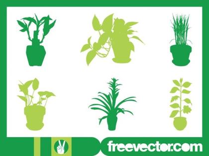 House Plants Silhouettes Free Vector