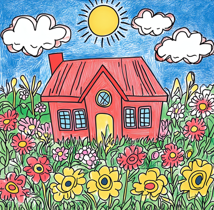 House Surrounded by Flowers