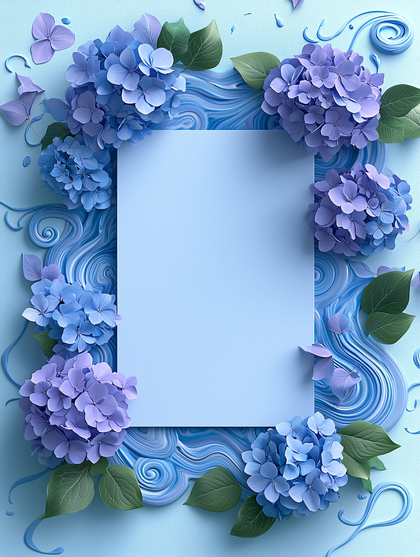 Free Download Blue Hydrangea Floral Frame