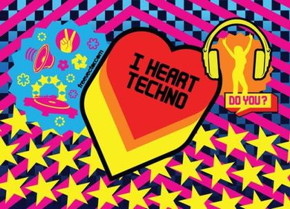I Love Techno Free Vector