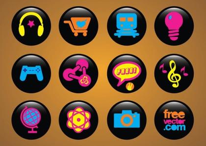 Icons Buttons Free Vector