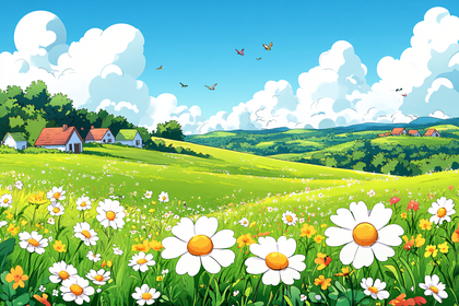 Idyllic Daisy Meadow Landscape