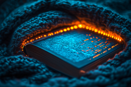 Illuminated Book Nestled in Cozy Knit