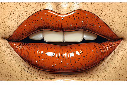 Illustrated Glossy Orange Lips