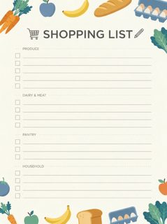 grocery shopping list