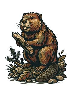 Beaver holding branch