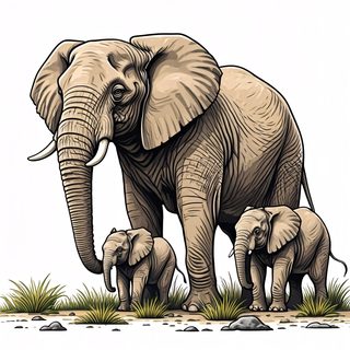 elephant family illustration