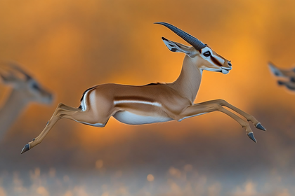 Impala Leaping Through Golden Light