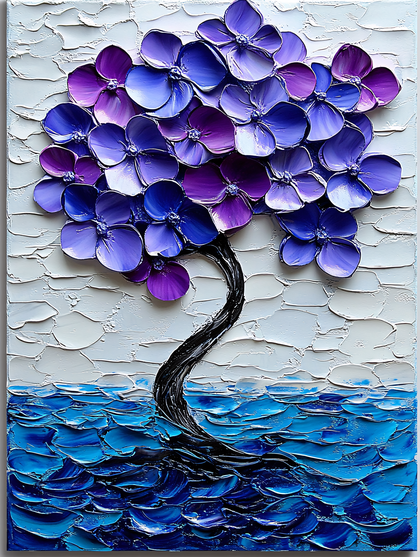 Impasto Hydrangea Tree Painting
